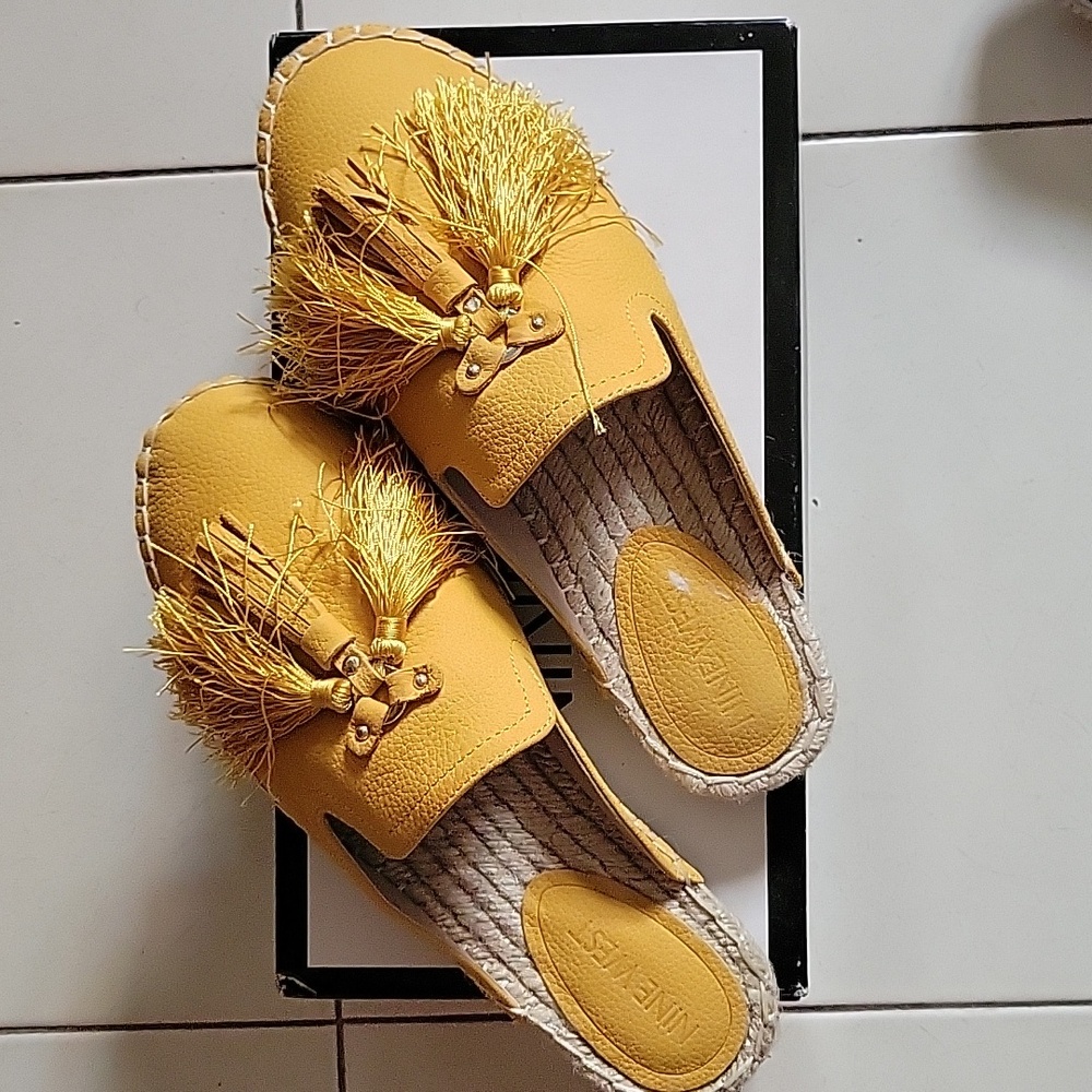 Nine West espadrille slip on mules